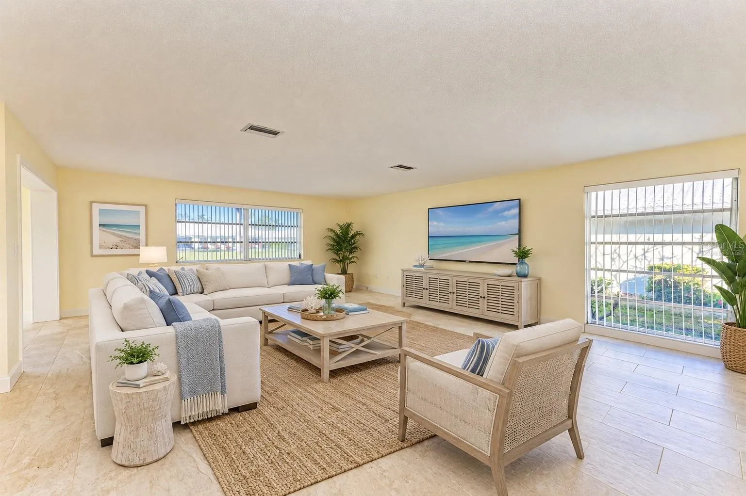 Virtually staged living room