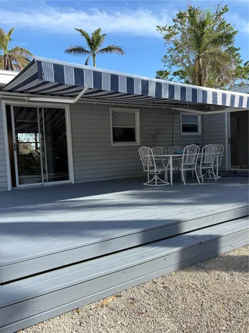 back deck with awning
