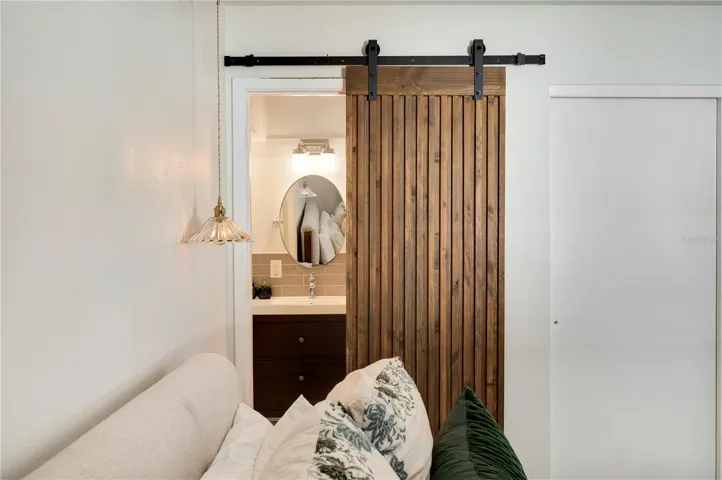 The owners suite en-suite completely updated bathroom.