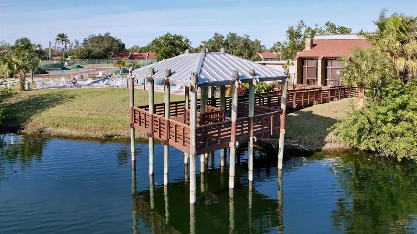 A covered fishing pier