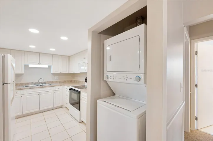 Stack Washer and Dryer conveniently located just off the kitchen