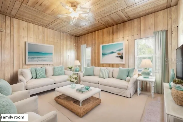 Virtually staged family room