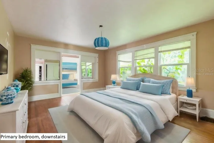 Virtually staged primary bedroom