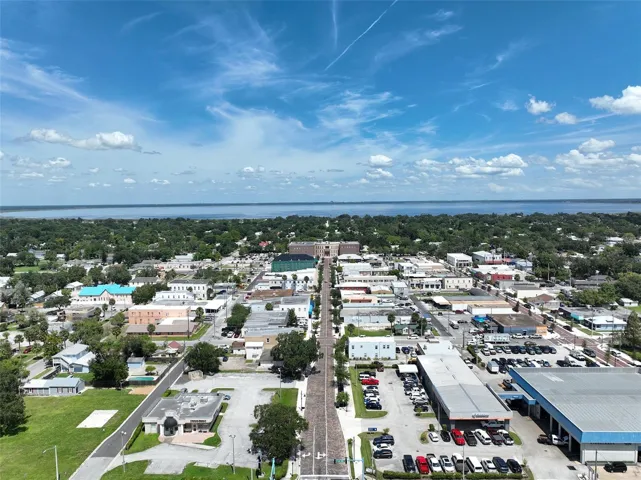 Aerial view of lake from Downtown St. Cloud