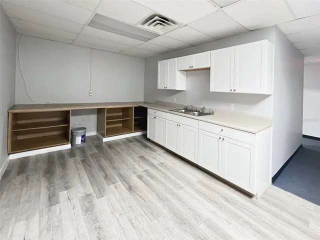 Big break room and four bathrooms