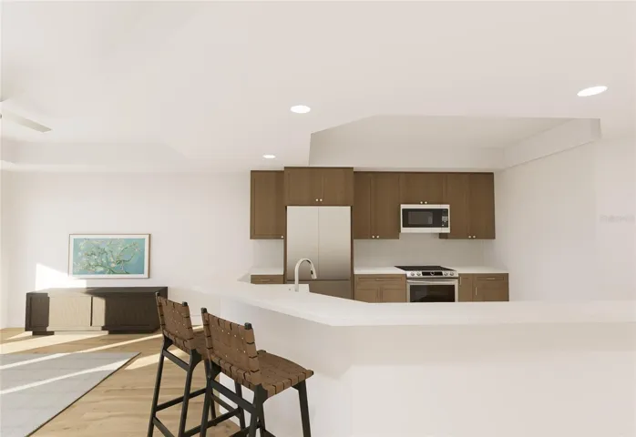 Bar counter in kitchen