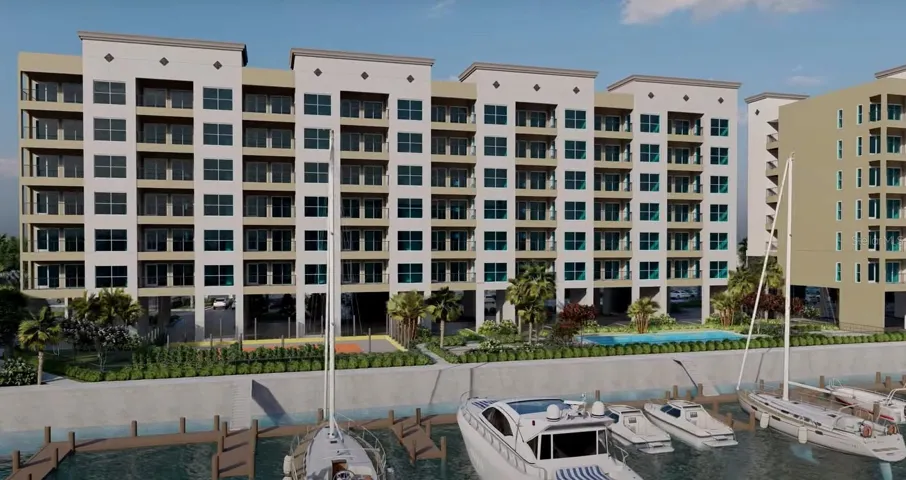 Water view with balconies
