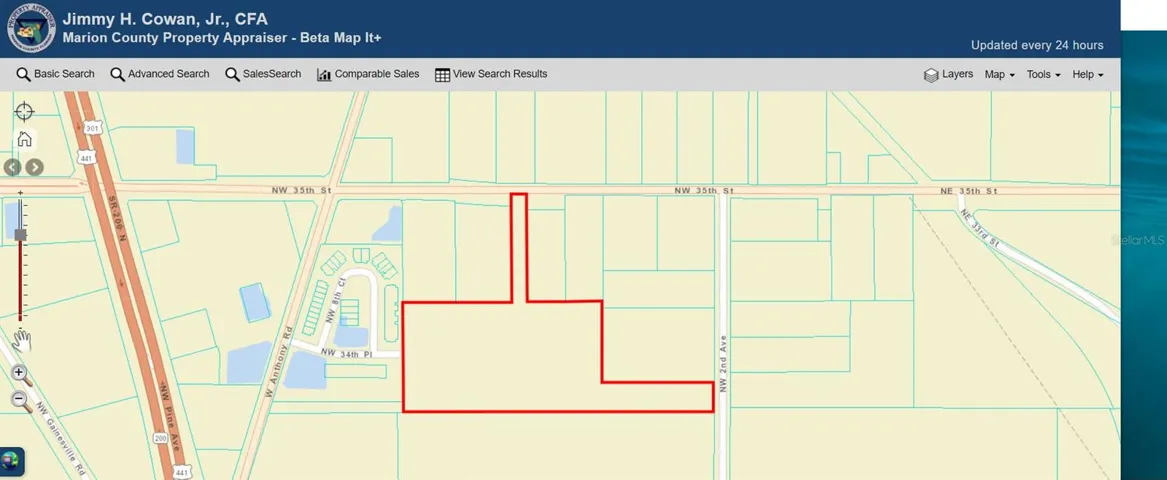 Outline of 14.08 Acres
