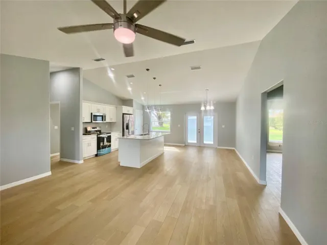 great room to kitchen