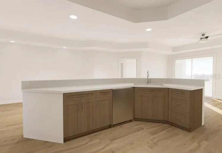 dishwasher and sink with counter-bar top