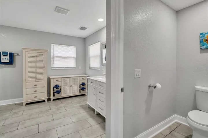 Primary bathroom and toilet area