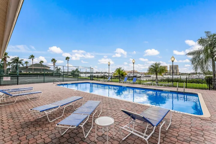 clubhouse pool overlooking marina