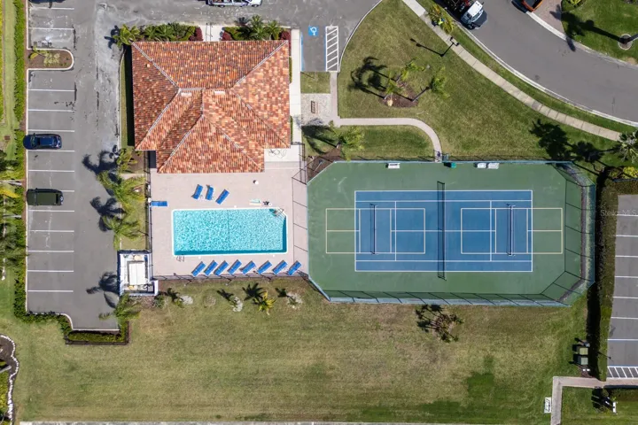 Clubhouse around the corner with pool, tennis and pickleball courts