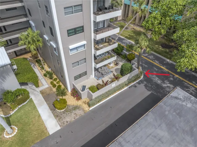 Overhead view of patio