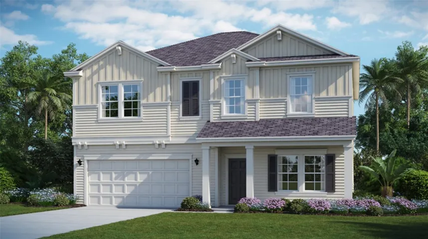 Artist rendering; illustration only; colors, features, and garage orientation may differ.