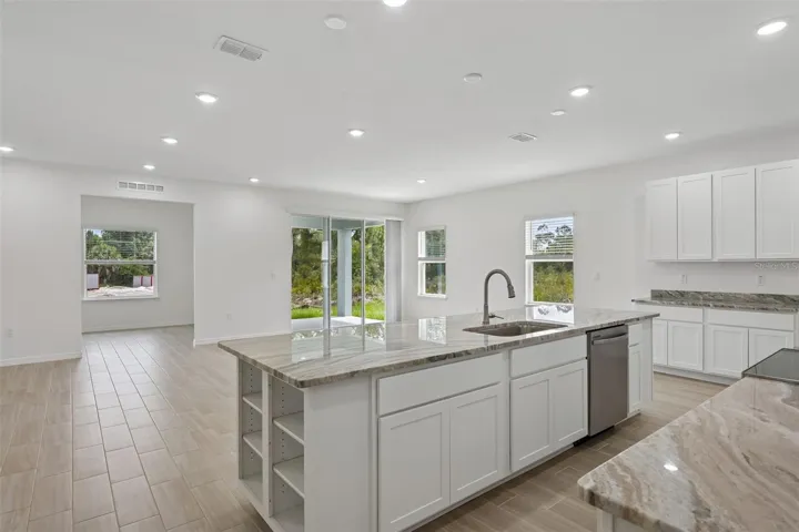 Gorgeous Kitchen spacious island with built-in shelving