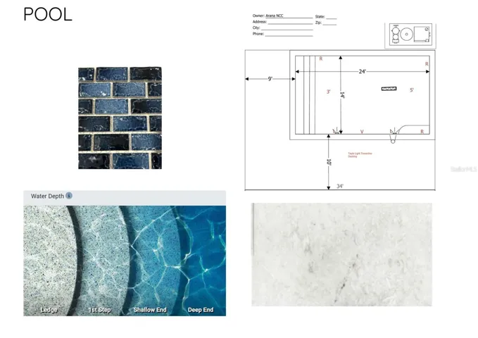 Pool Tile, Color & Dimensions.