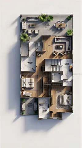 3D Rendering of Upper Floor.