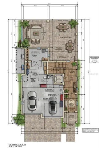 Ground Floor Rendering of Floor Plan.