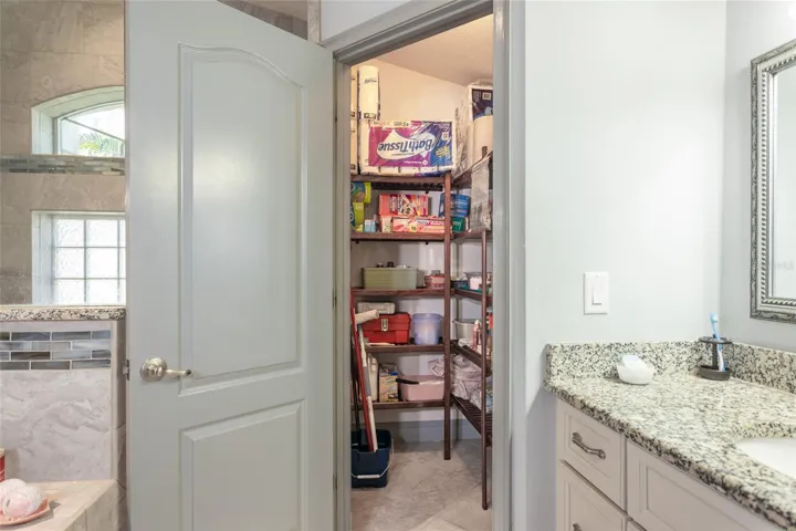Over sized walk in storage linen closet
