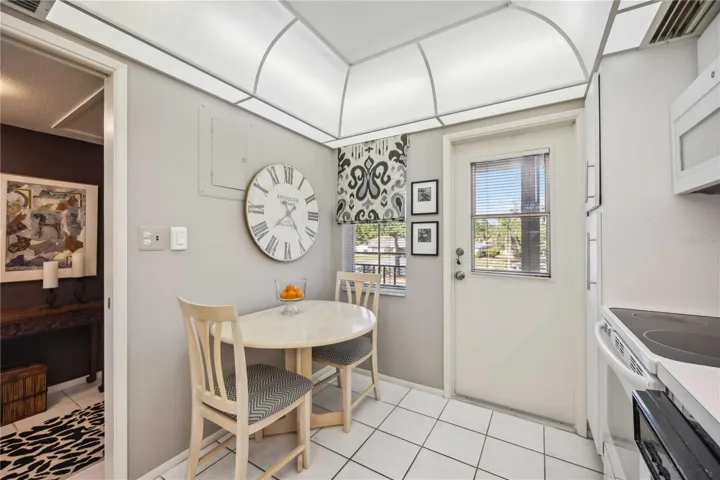 Kitchen with door to outside