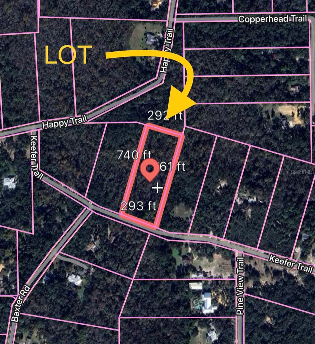 Map is for reference only. Lot to the left after Baxter Rd