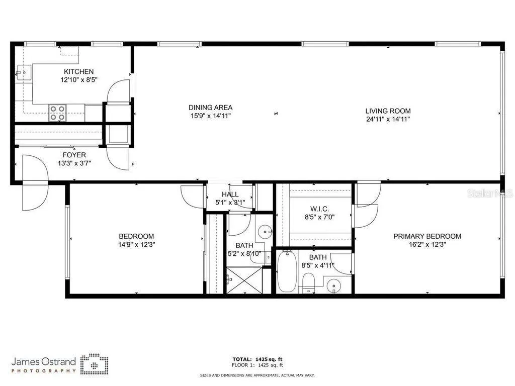 FLOOR PLAN. 1,425 sq. ft. Penthouse, corner &amp; end unit condo.