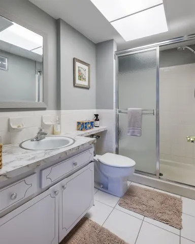2nd bathroom w/Shower & exhaust vent to outside. Linen closet in hallway to bathroom.