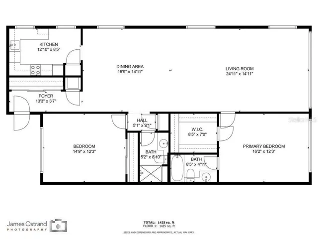 FLOOR PLAN. 1,425 sq. ft. Penthouse, corner & end unit condo.
