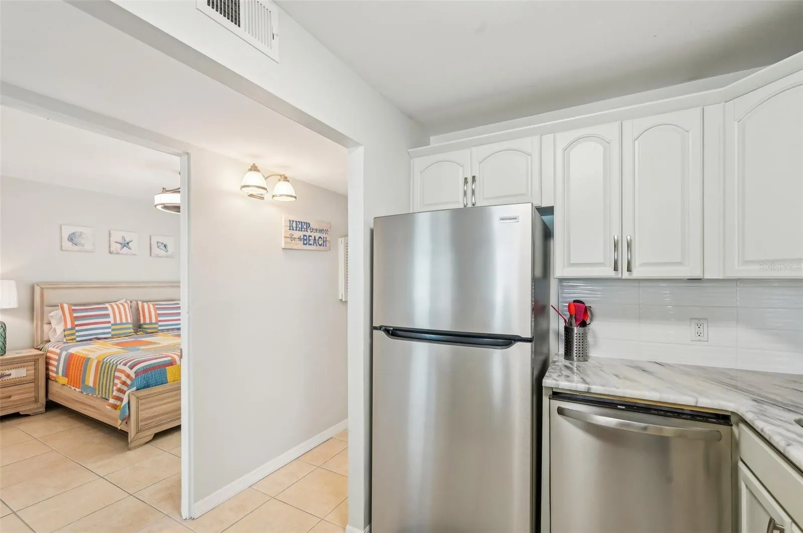 Efficient kitchen layout with storage and prep space