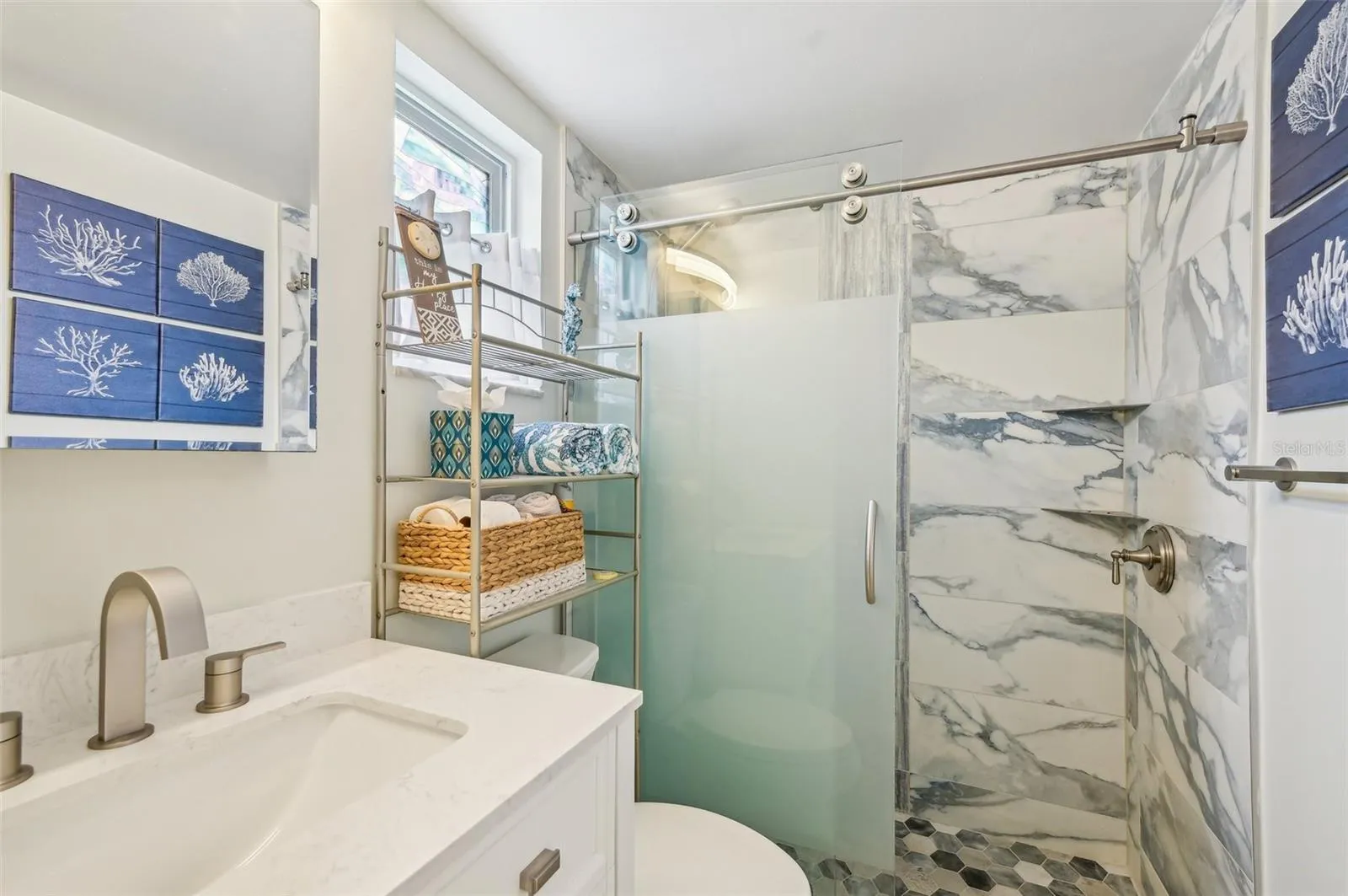 Bathroom with updated fixtures and clean finishes