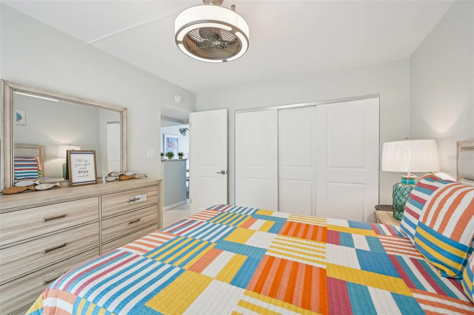 Bedroom with natural light and closet space