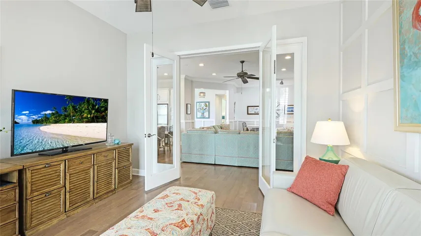 Sun Room View through French Doors to Great Room