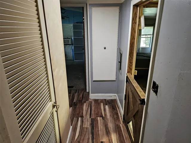Hallway from kitchen to guest bathroom