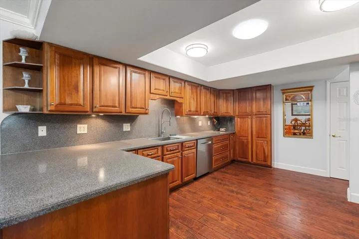 Large kitchen with skylight