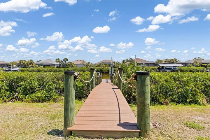 Composite walkway leads to dock platform.