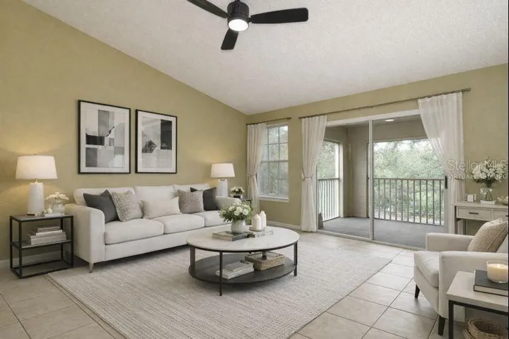 Lovely Vaulted Living Room!!virtually staged