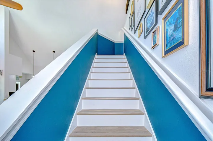 Stairs up to loft