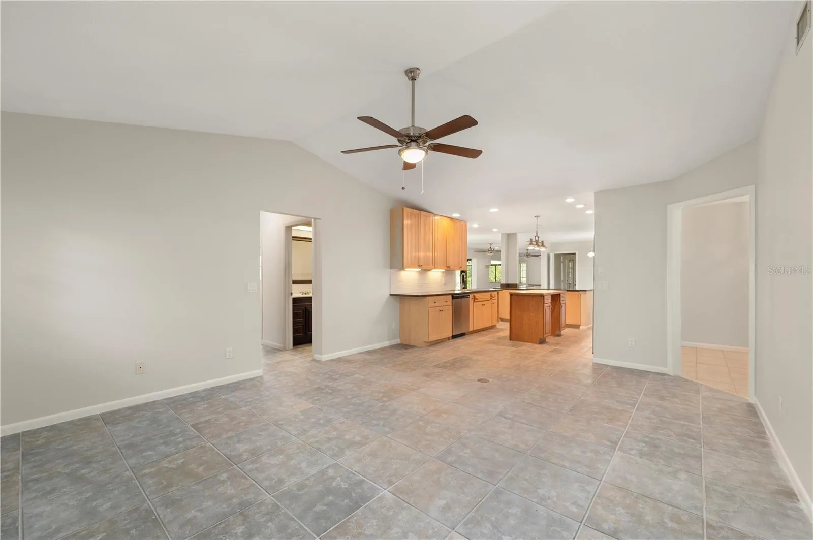 Family Room with the guest bedrooms to the left.