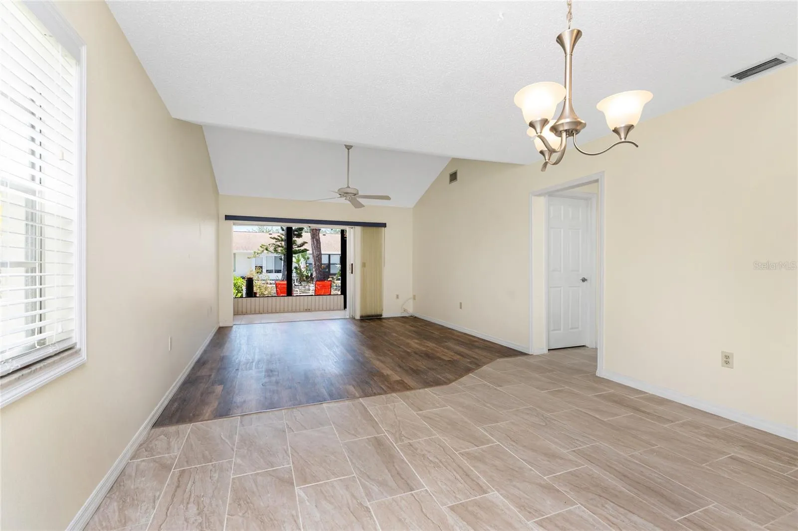 The hallway to the two bedrooms is on the right