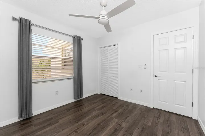 Guest bedroom has a wall closet
