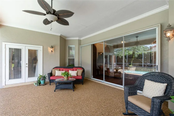 Plenty of shade in the covered and screened lanai.