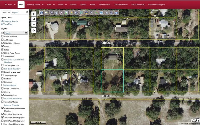 County map denoting FEMA layer and flood zone X