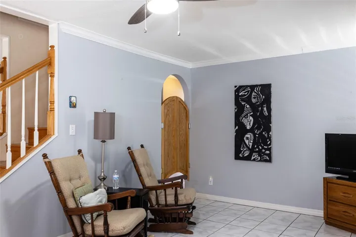Dining room that is being used as a sitting room.
