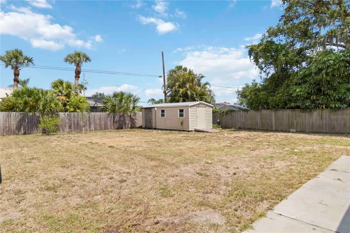 large backyard and shed
