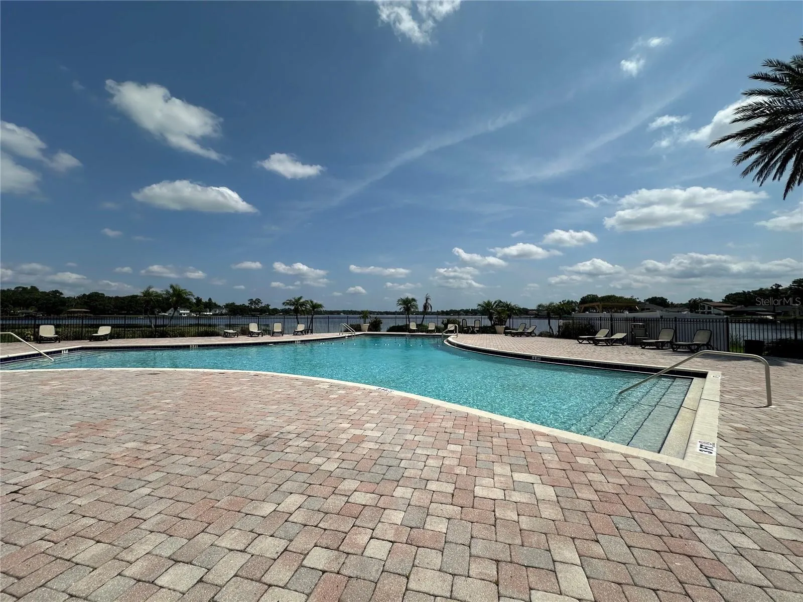 Community pool on lake