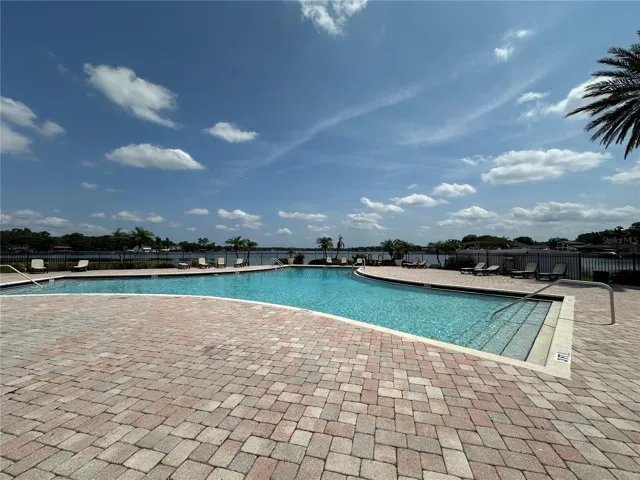 Community pool on lake