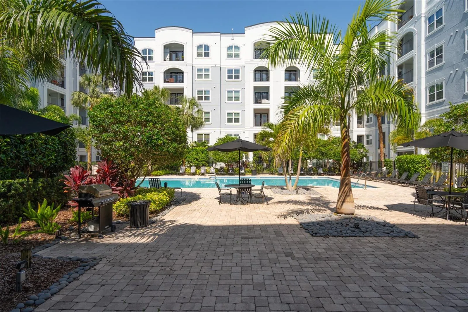 Spacious pool patio