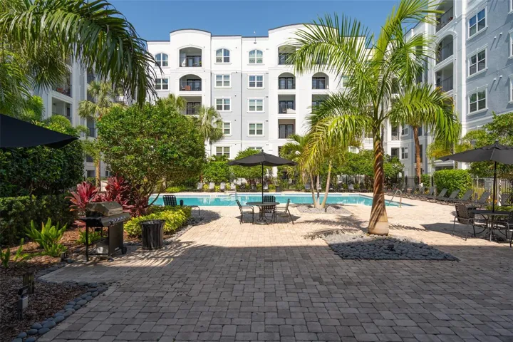 Spacious pool patio