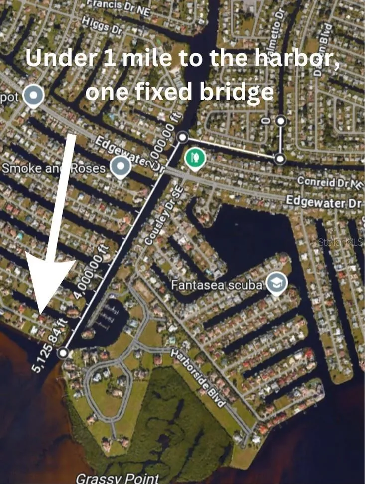 Less than a mile to the harbor